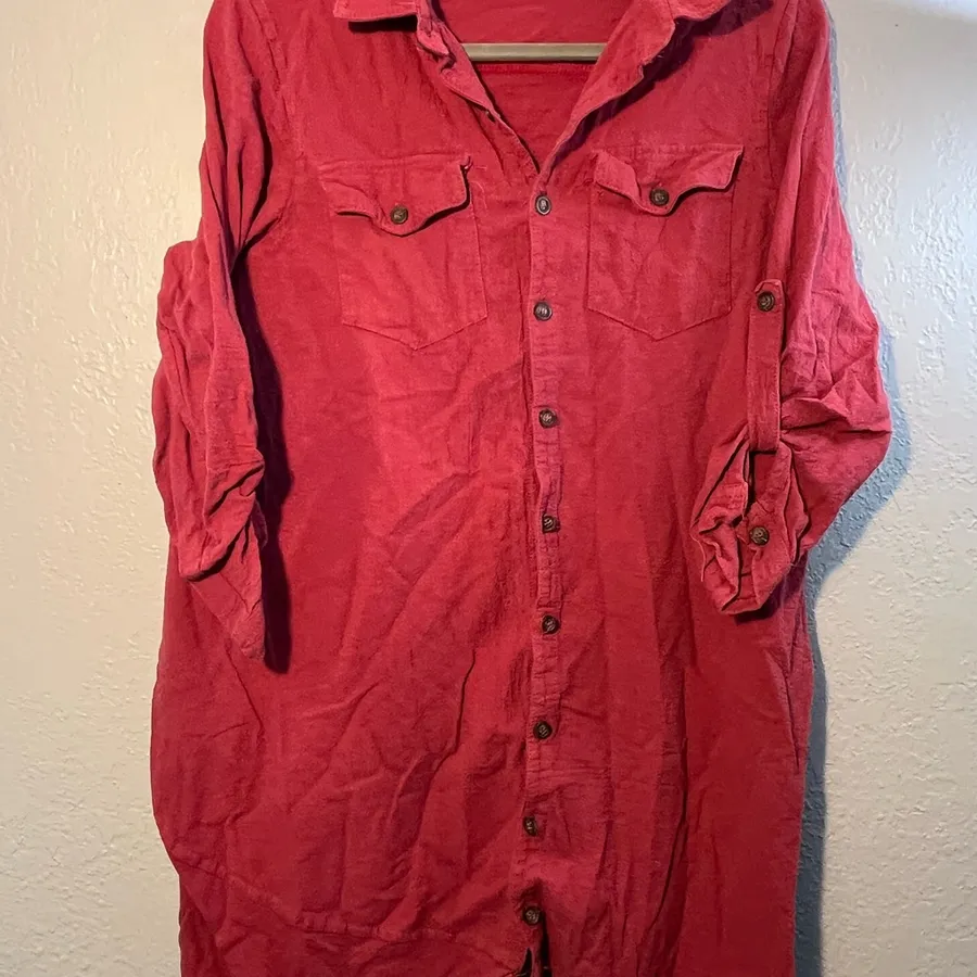 Over the Horizon Red Jean Jacket Button