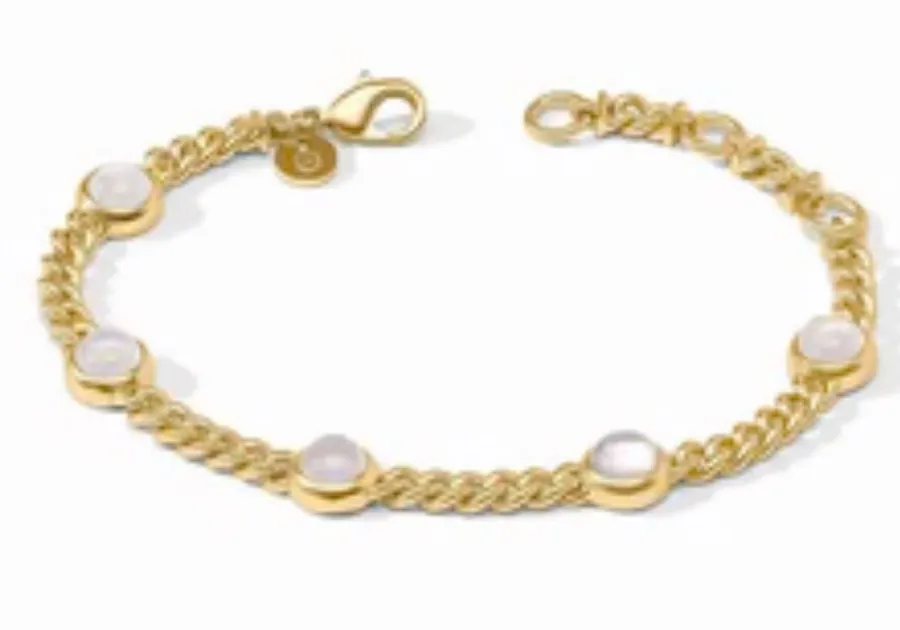 New Julie Vos Gold Bracelet with White Cabochons