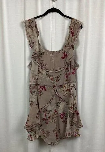 City Chic Beige Pink Floral Florence Playsuit Sz.XL(22) NWT