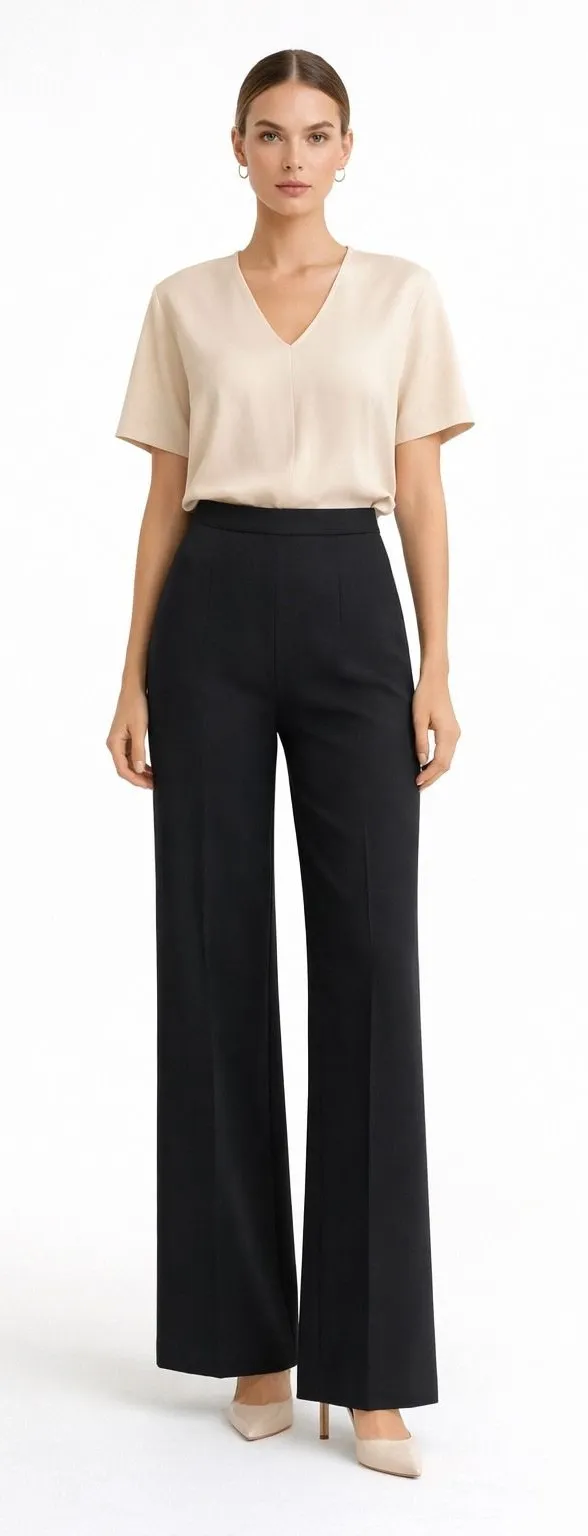 Urban Outfitters Womens Black High Waisted Wide Leg Trousers 6 Interview Outfit