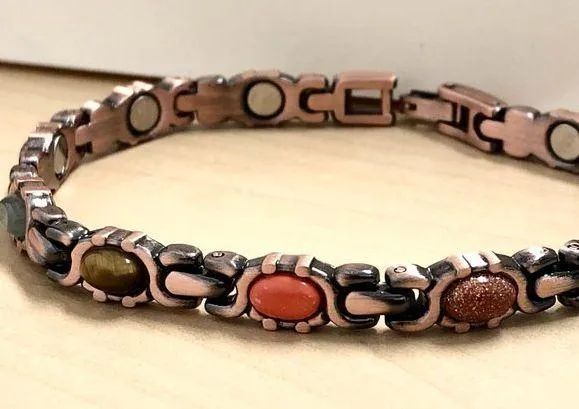 Copper Magnetic Link Stone Bracelet