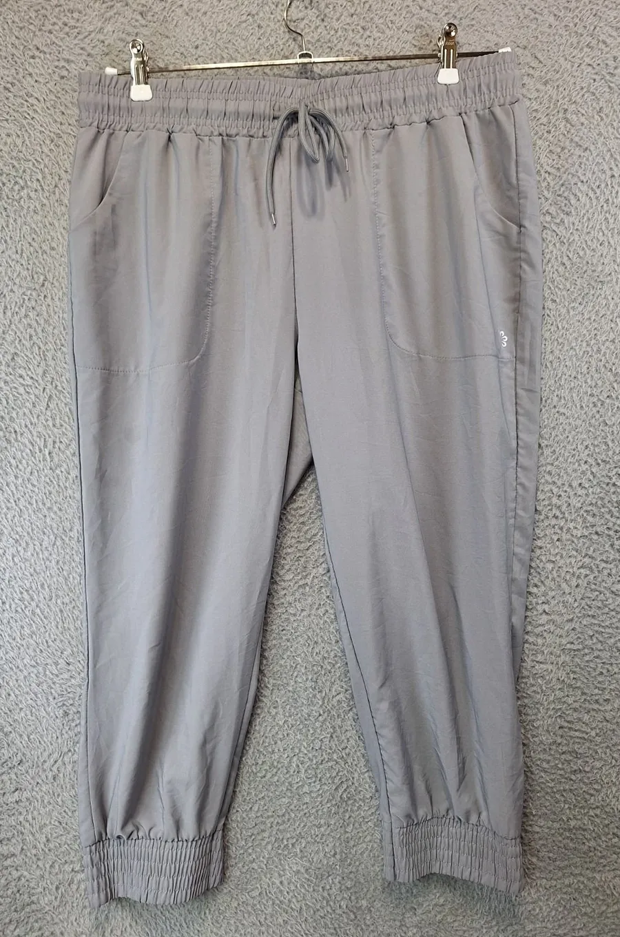Pro Player Jogger Pants Women L (Fits 34x22) Gray Stretch Drawstring Tapered Leg Size L