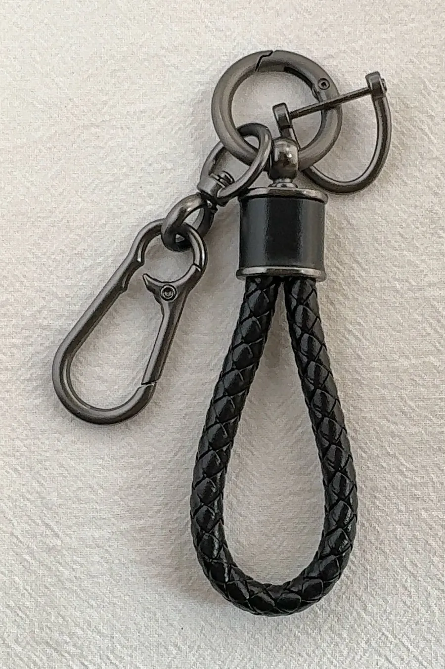 Car Keychain Carabiner Keychain for Men Women Braided Rope Bag Charm Key Rings Black