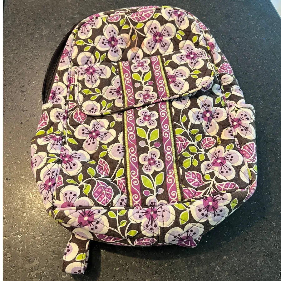 Vera Bradley quilted cotton backpack retired Plum Petals purple floral Bag
