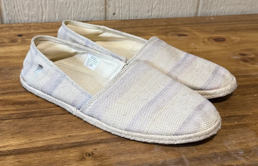 L.L.Bean Women's Slip On Espadrille Shoes Size 9.5 Medium Beige Purple Stripe