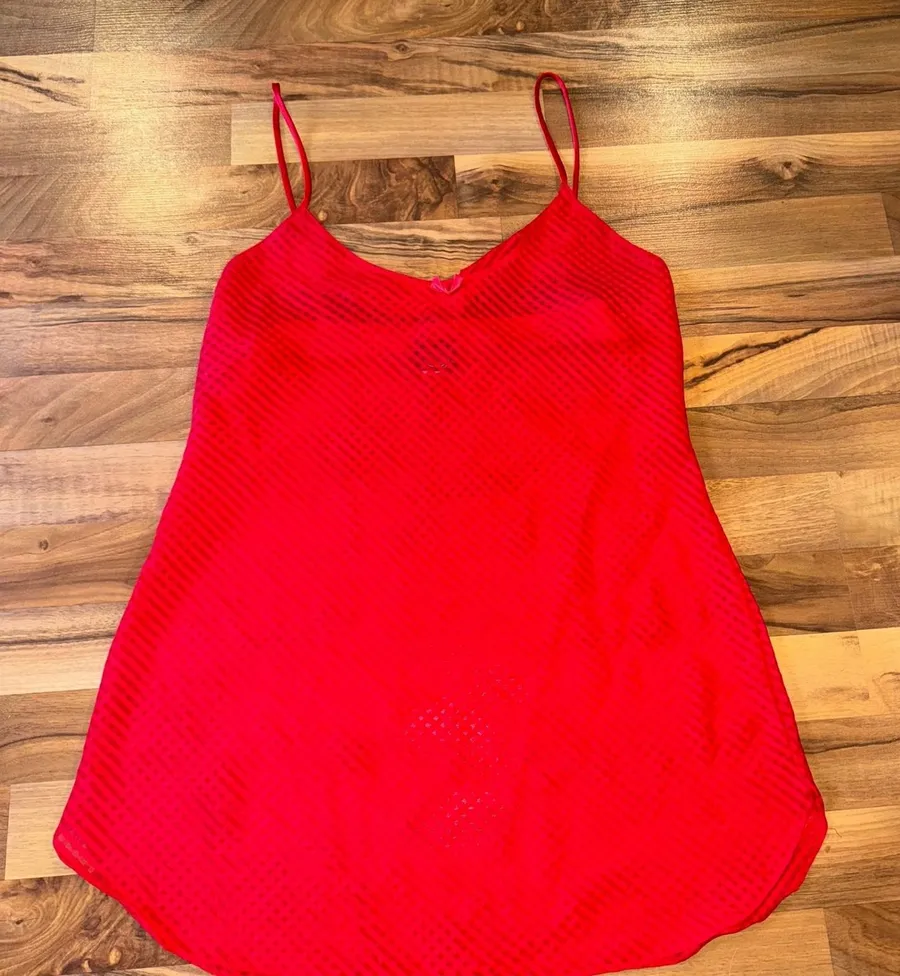Red Babydoll Lingerie Chemise Mini Dress Nightie Circa 2000 Y2K dress tank LG
