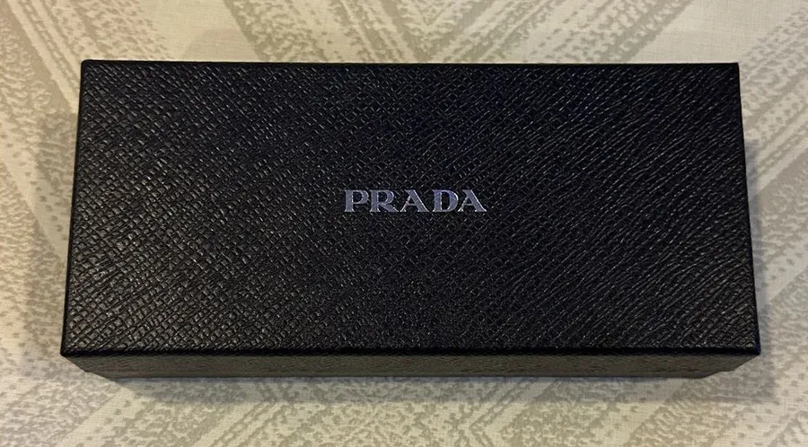 Prada Textured Small Black Rectangular Sunglasses Box