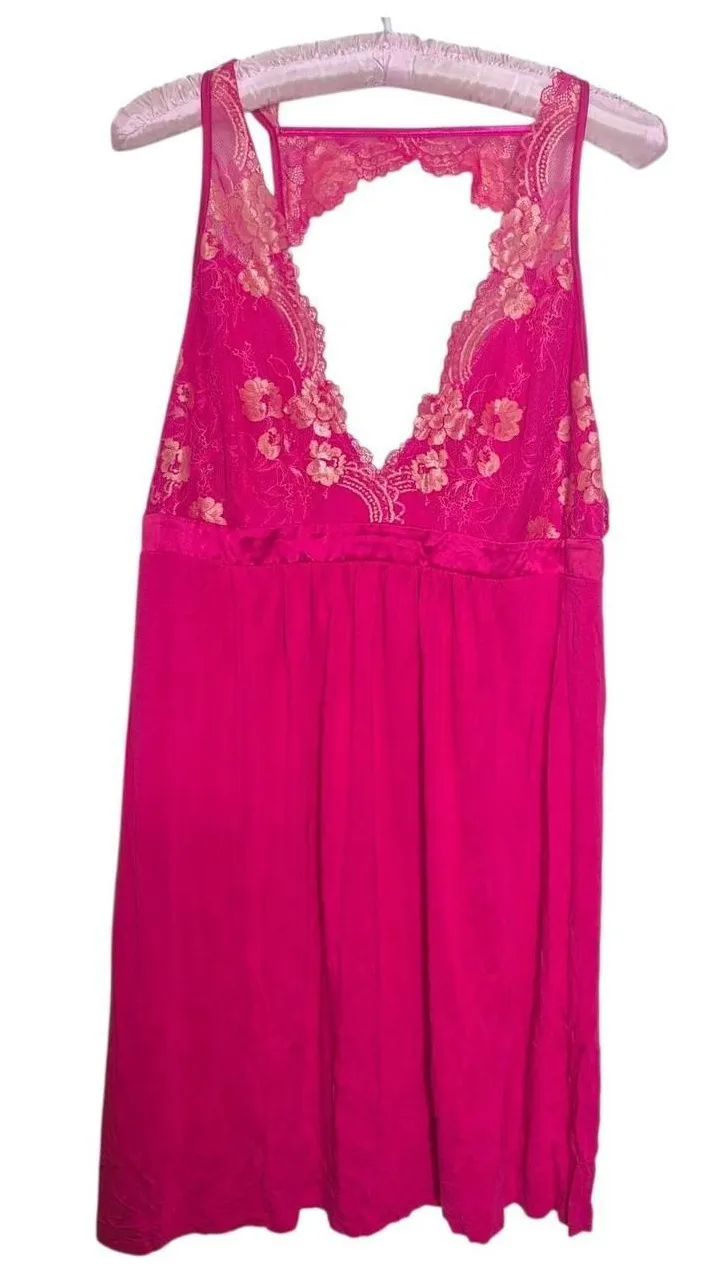 Soma Pink Lace Babydoll Lingerie Sleep Dress Size Large
