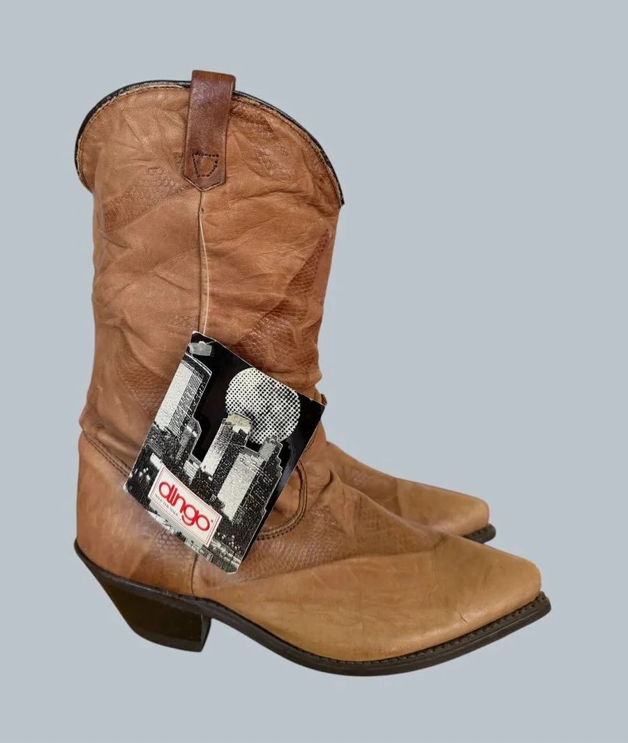 Dingo Vintage Women's Brown Leather Slouch Boot Size 6.5 #267025