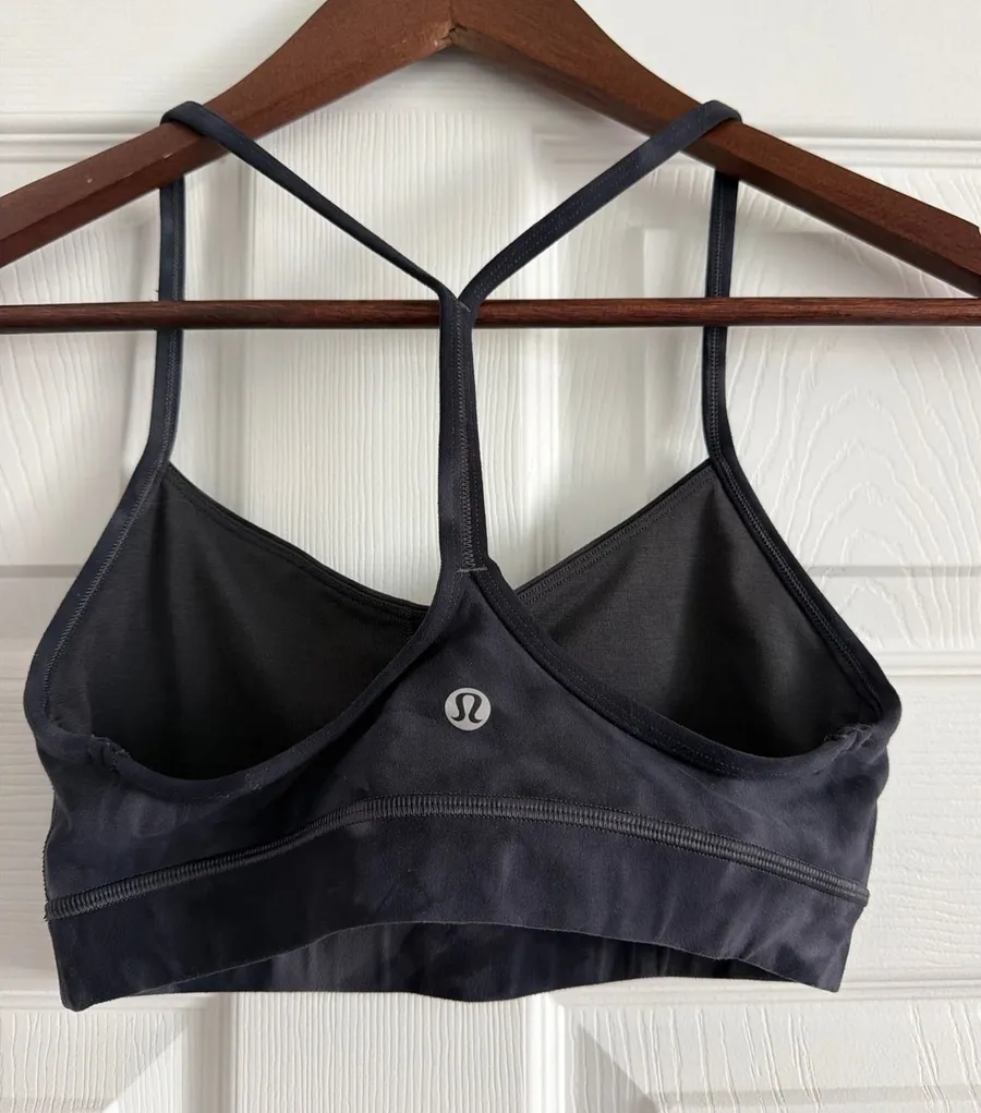 Lululemon Flow Y Bra Nulu Diamond Dye Pitch Grey Graphite Grey W2BWYS Size 4 Gray