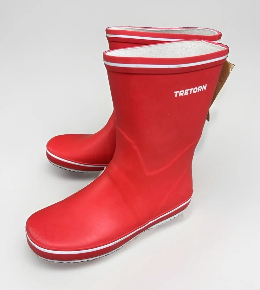 NWT Tretorn Storm Red Rubber Rain Boots Womens Sz 9 Waterproof Pull On 47320950