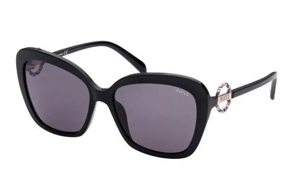 58mm Butterfly Sunglasses Emilio Pucci Shiny Black Smoke