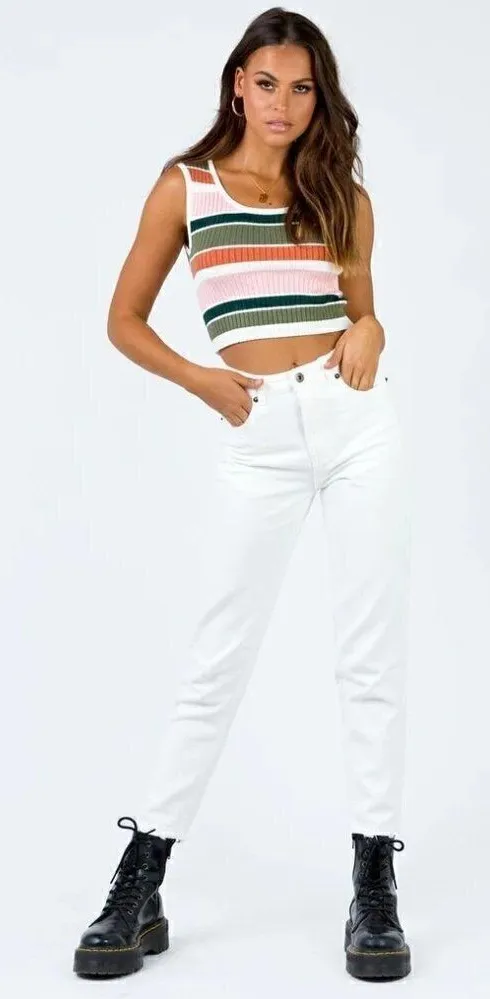 Princess Polly Zaiden White High Rise Straight Leg Jeans 4