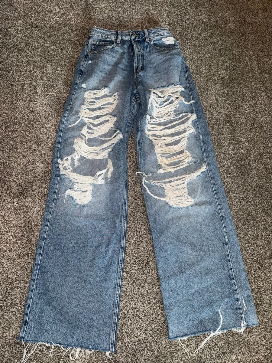 Garage Denim High-Rise Wide-Leg Destroyed Baggy Jeans