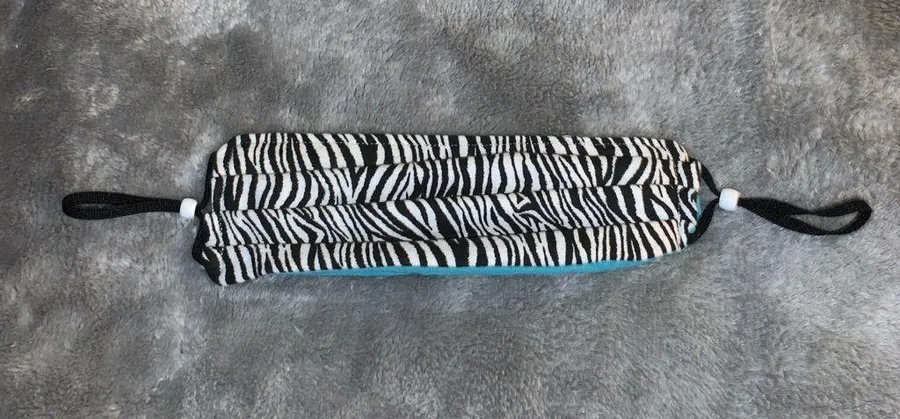 Handmade Fabric Face Mask Black White Zebra Stripe Reversible Aqua