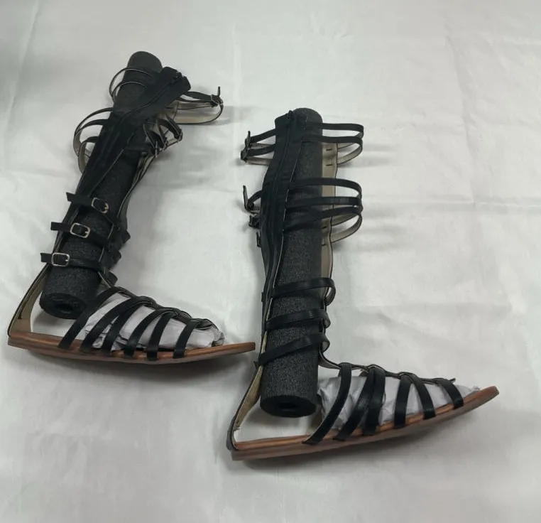 Womans New Bf Betani Pocahontas Knee High Gladiator Sandals 8.5 Black Strappy