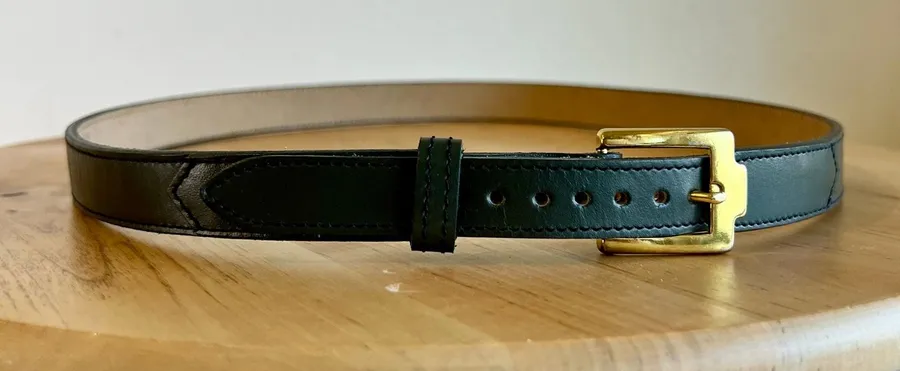 USA Green Top Grain Cowhide Genuine Leather Golden Buckle Belt Size 34 / Small