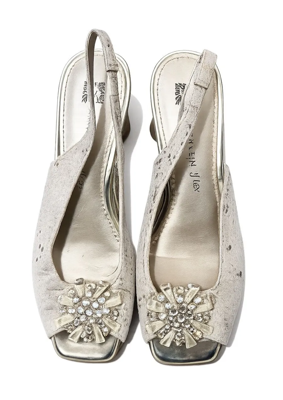 Anne Klein iFlex AK Junior Slingback Dress Sandals Womens 8.5M Champagne Jeweled