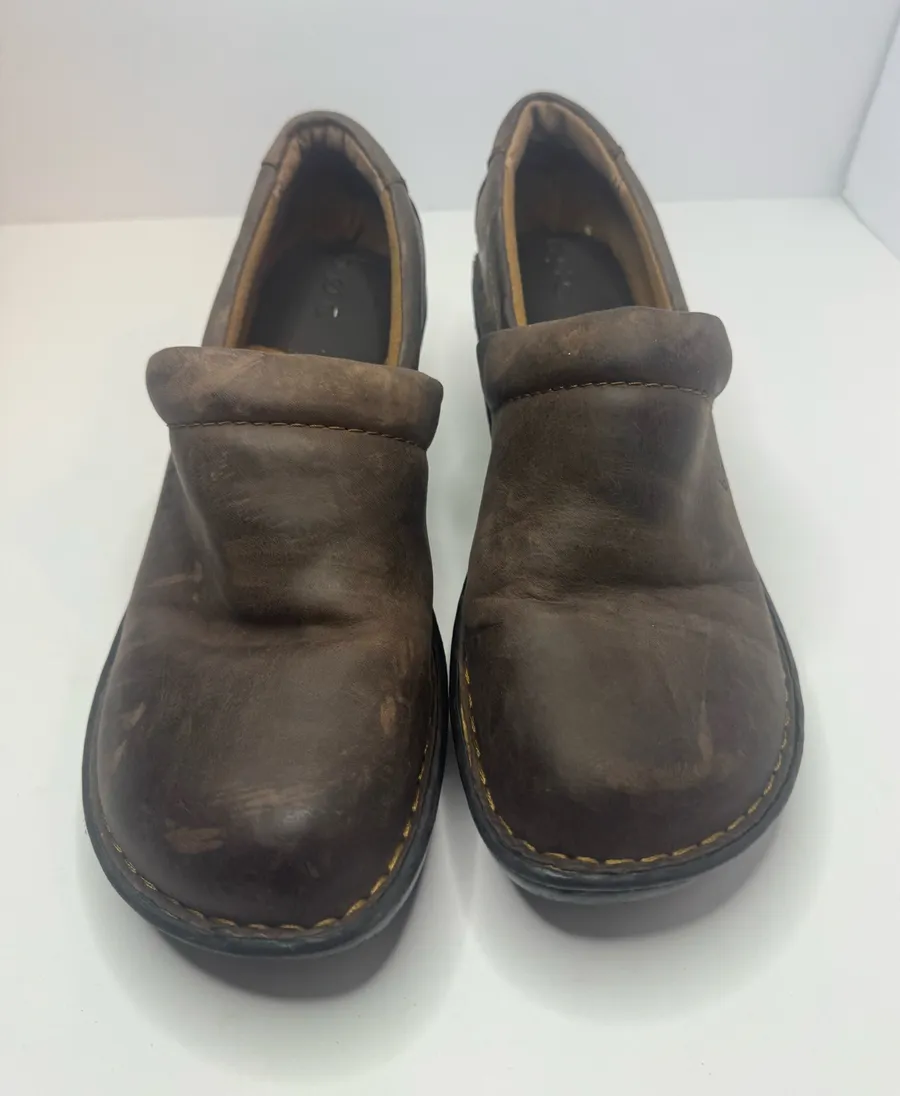 B.O.C. Clogs Born Brown Leather Size 9W