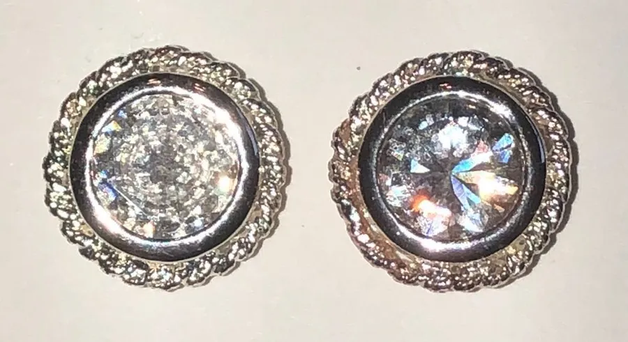 Elegant Silver Tone Rhinestone Stud Earrings