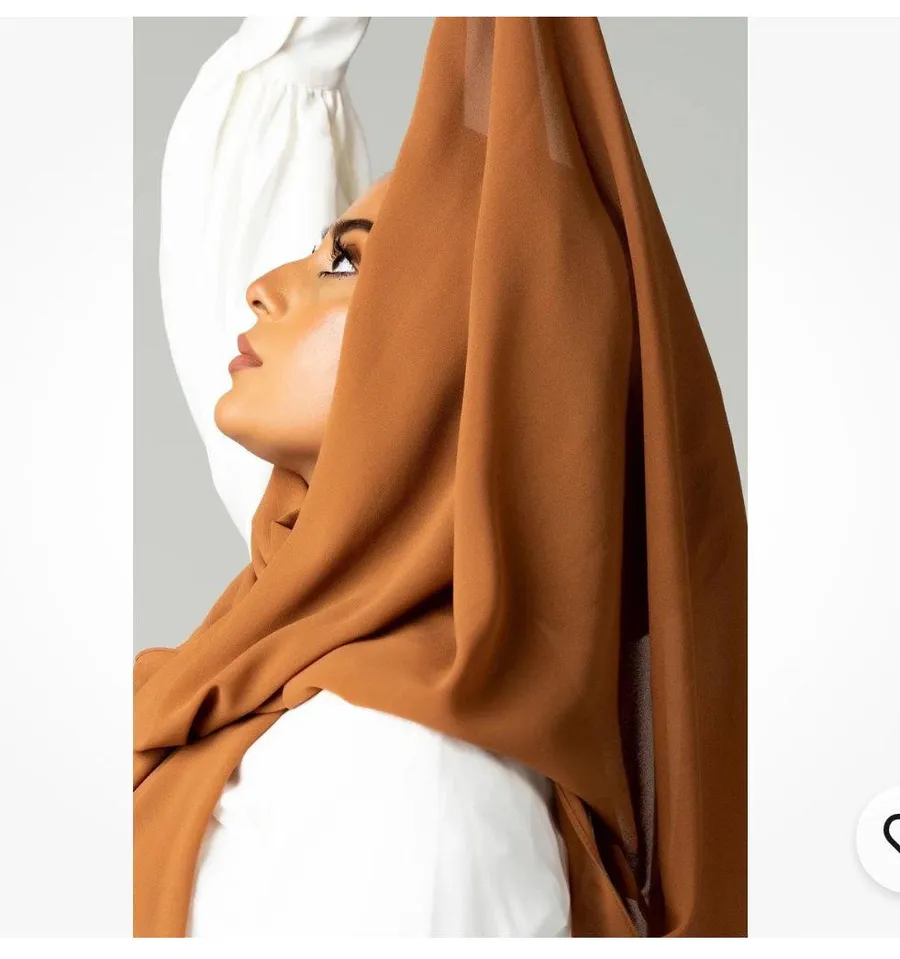 Premium Chiffon Rectangle Hijab In Burnt Orange For Women