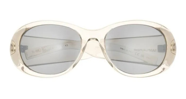 Saint Laurent Transparent/Clear Oval Sunglasses with Silver Lenses