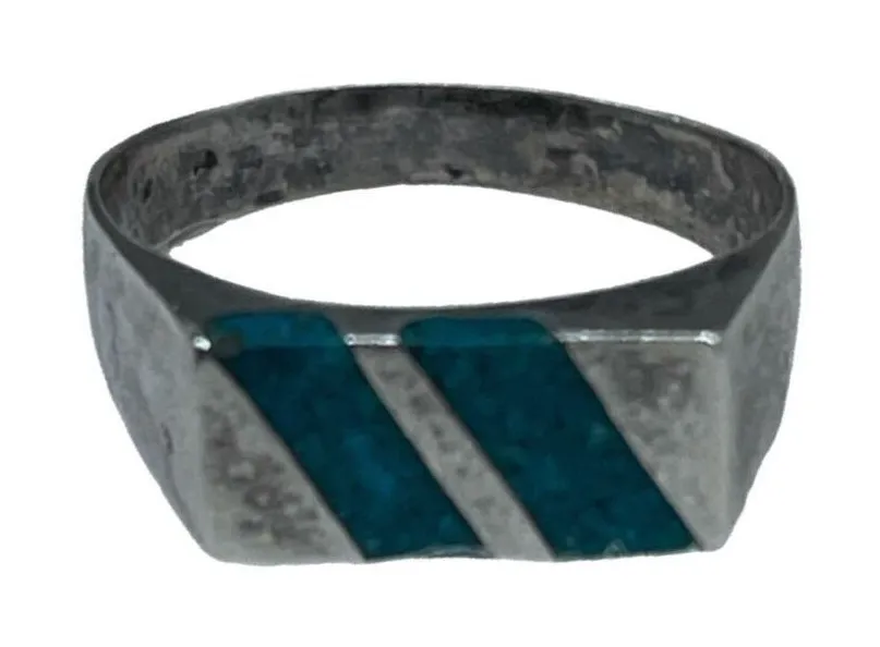 Vintage made in Mexico JPC turquoise and silver ring. Blue