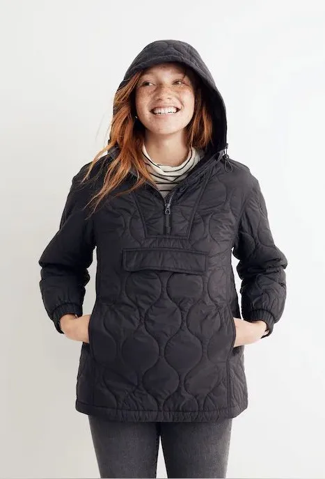 Madewell Quilted Packable Popover Puffer Jacket new without tags size XS gray