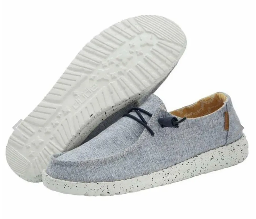 Hey Dude Women's Wendy Chambray Slip-On Flats Lightweight Blue/White US 8 EU 39
