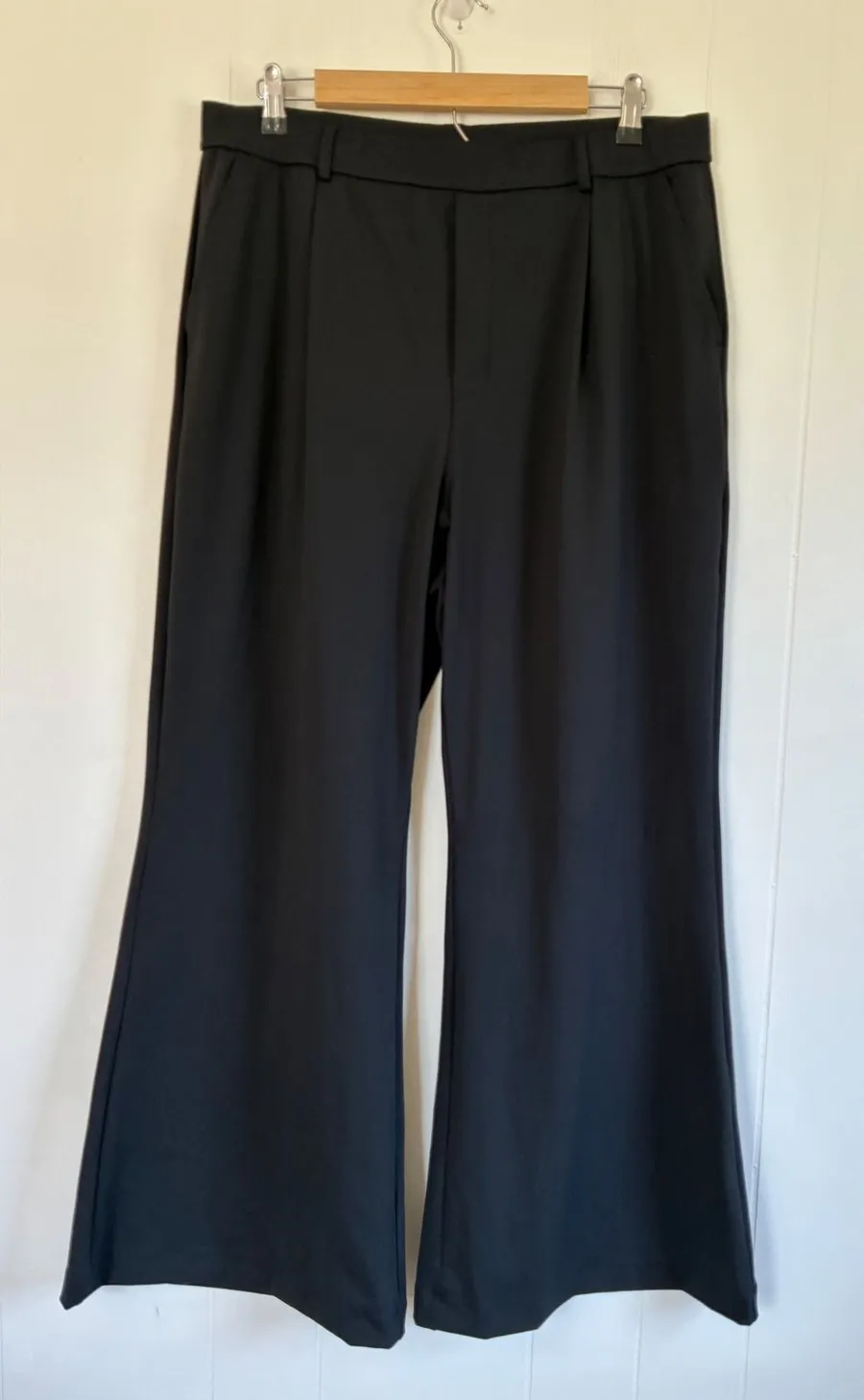 Halara Black High Waisted Wide Leg Pleated Trousers Business Casual Pants XL 34W