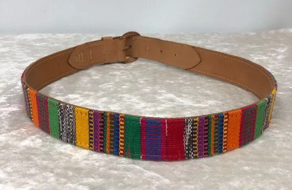 Vintage Boho rainbow genuine leather woven belt SM women’s