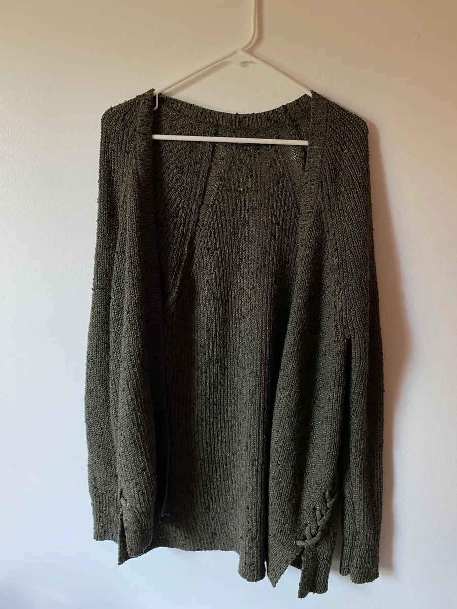 knit green oversized sweater cardigan