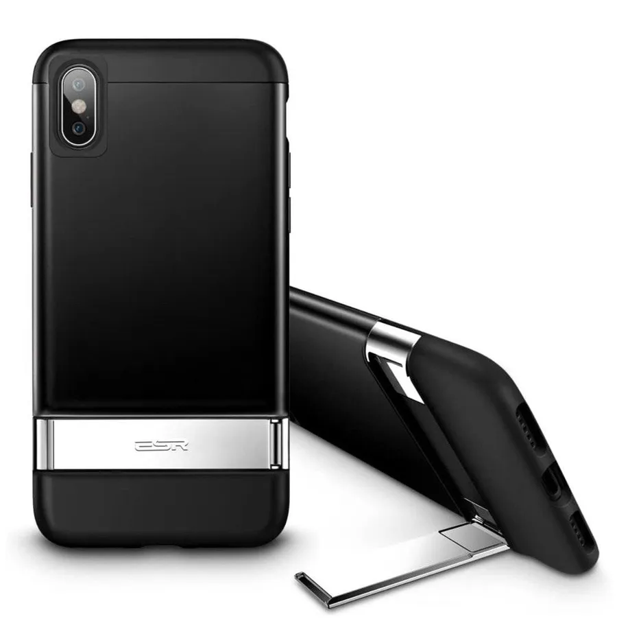 IPhone XS X Metal Kickstand Shock Protection Case Black