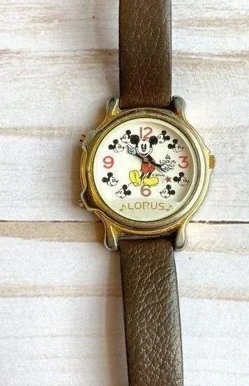 Lorus Vintage 1980's Disney Mickey Mouse Singing Watch with Leather Band