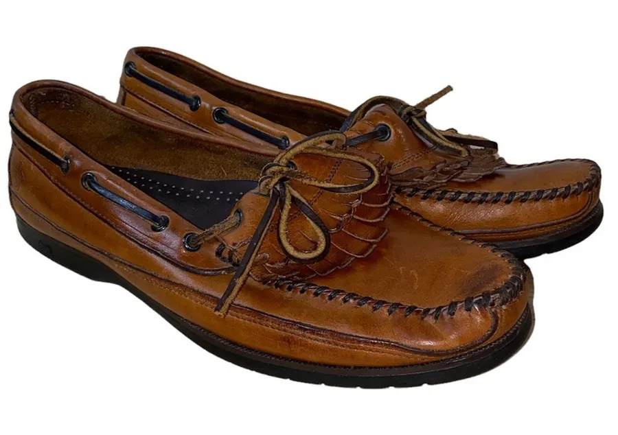 Vintage Dexter Leather Tassel Boat Shoes Women’s 9 Made in USA Brown Loafers