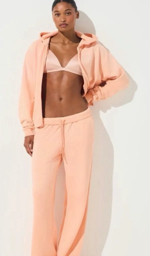 SKIMS Lounge SET French Terry Jogger Cuffed Zip Up Hoodie Orange- Size Large