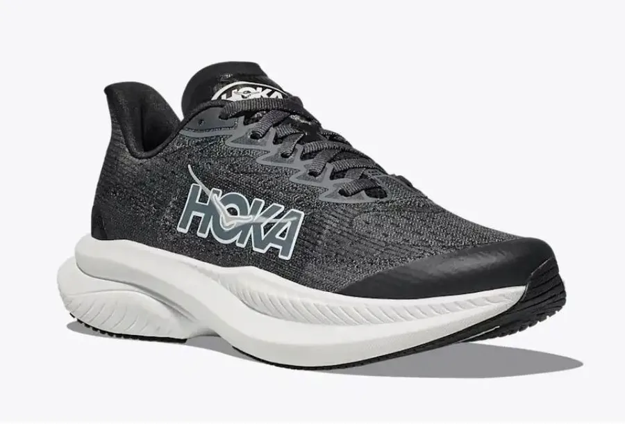 Hoka Mach 6 Womens Running Shoes Black White Size 8B