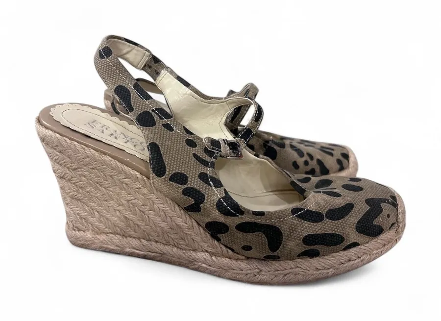 Franco Sarto Leopard Print Espadrille Wedge Sandals Slingback Size 8.5M