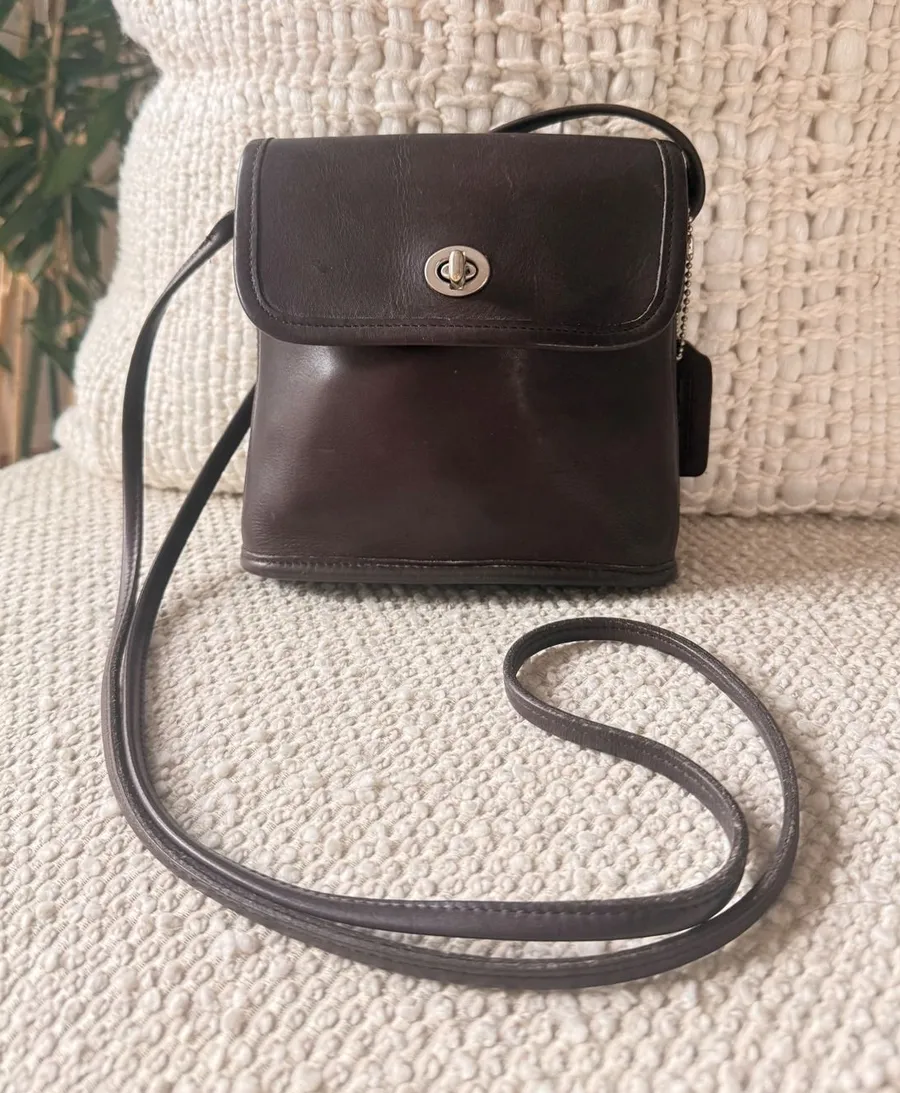 Vintage Coach Tango Mahogany Leather Costa Rica Flap Crossbody Bag 9980 Nickle