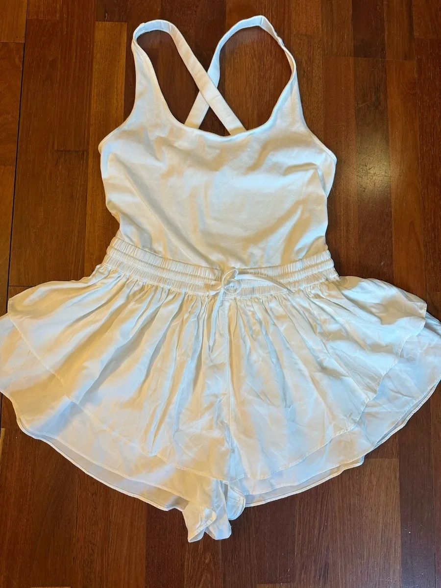 Free People FP Movement Women's XL Large Breathless Shortsie Runsie White NEW