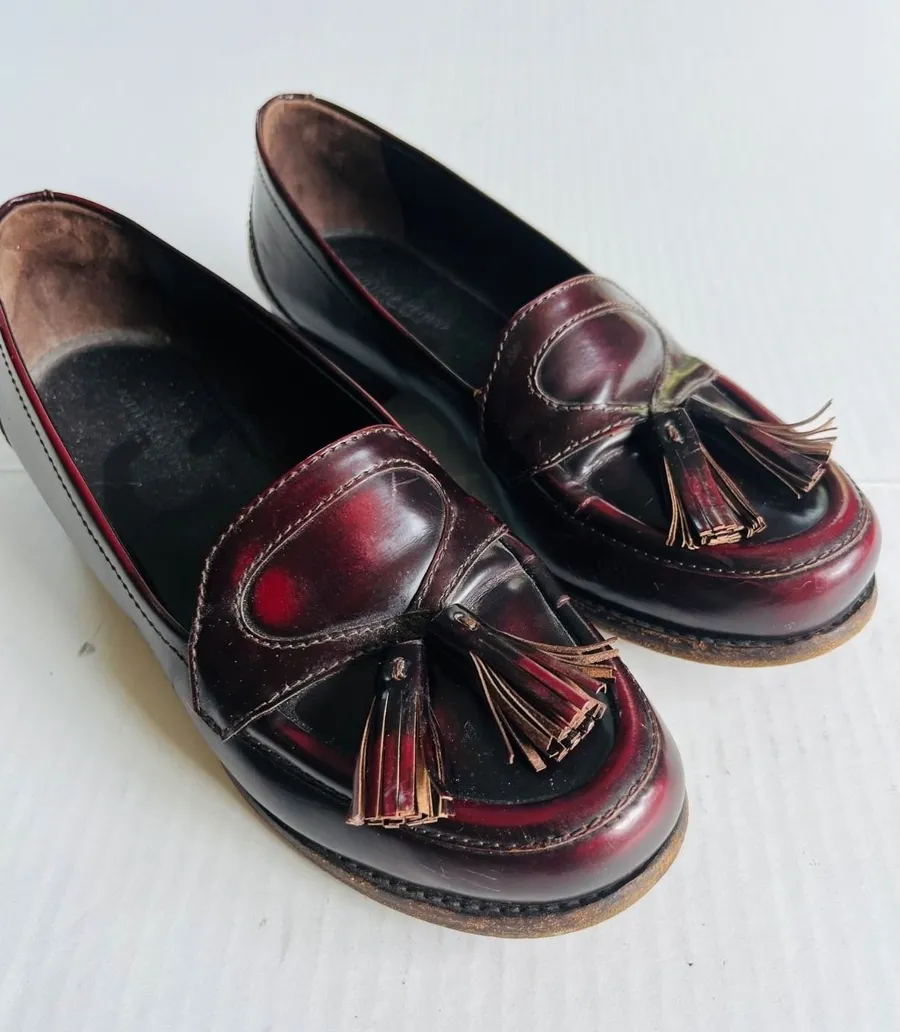 Bottega Veneta Sz 35.5 Merlot Astaire Calfskin Leather Slip On Loafer Shoes