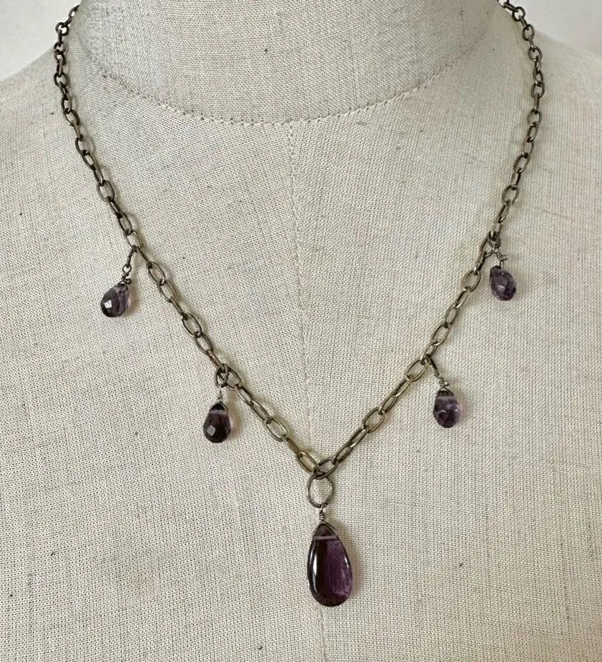 Purple crystal beaded necklace