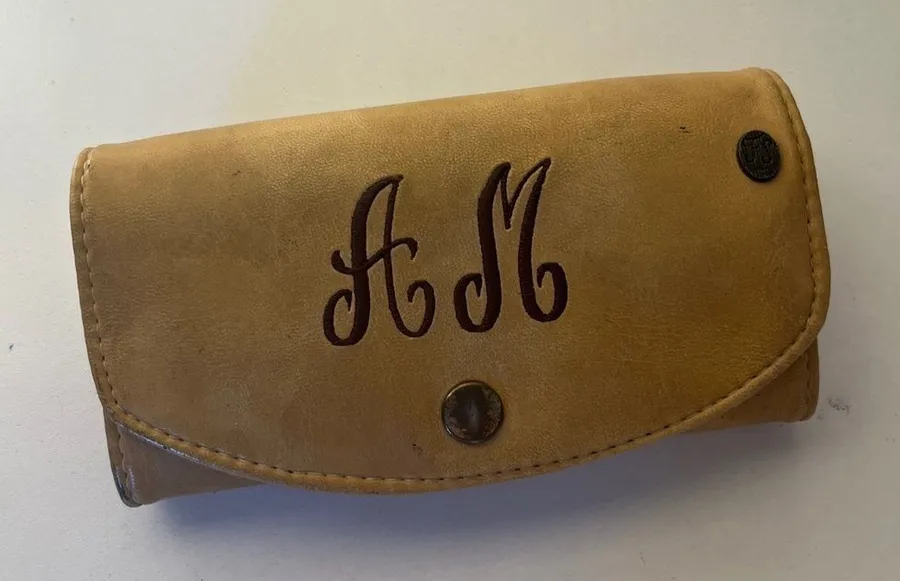 Vintage Monogrammed Leather Wallet – Initials AM – 7” x 4” Tan