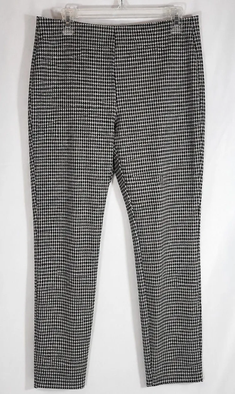 Rafaella Houndstooth Dress Pants Women Size M Slim Leg Stretch Trousers Career