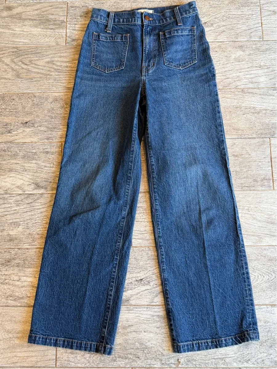 Madewell The Perfect Vintage Wide Leg Jeans 25 Blue High Rise NK804 Denim Womens