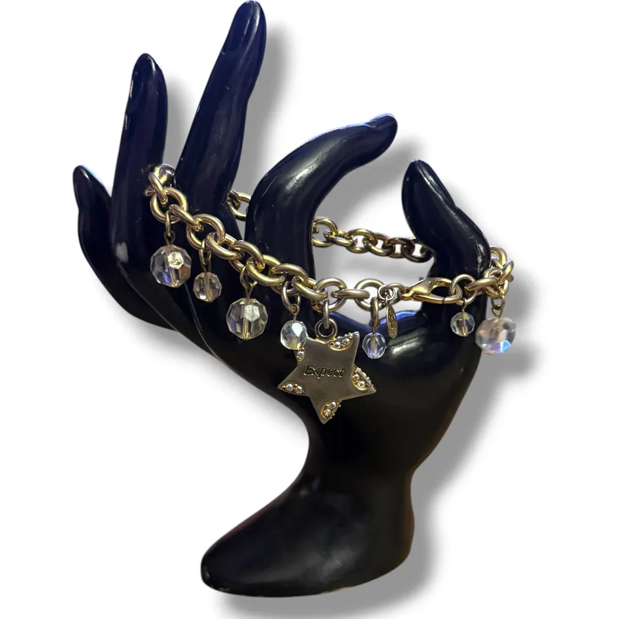 Vintage Kirks Folly gold tone Expect Miracles charm bracelet