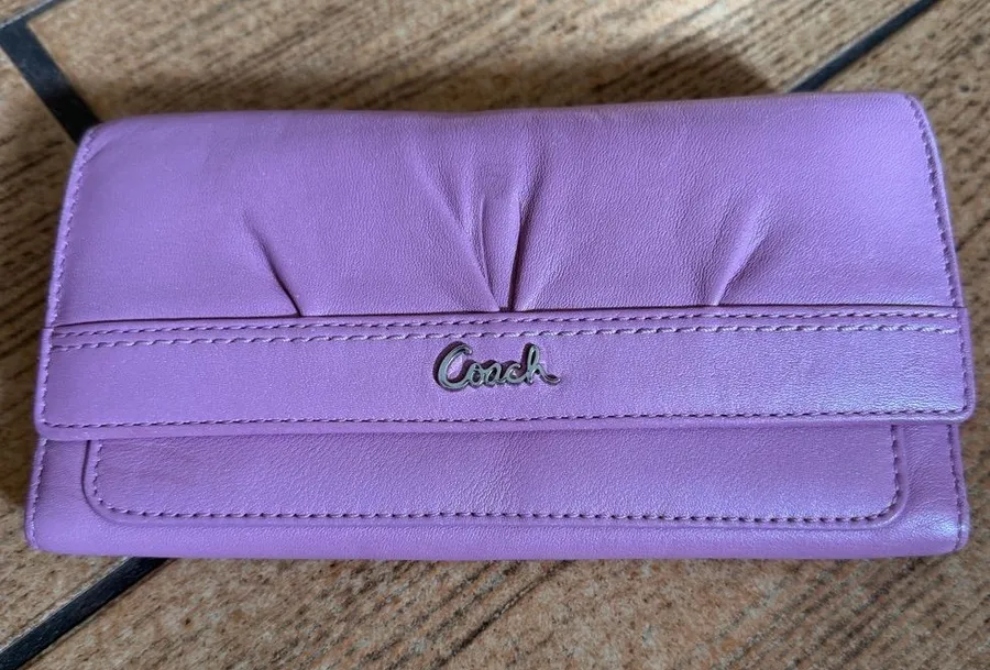 Coach Madison Gathered Leather Continental Wallet Pink Blush Long Wallet