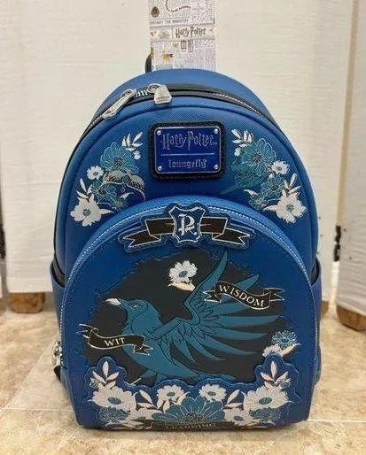 Loungefly Blue Harry Potter Ravenclaw Backpack Floral mini backpack. NWT