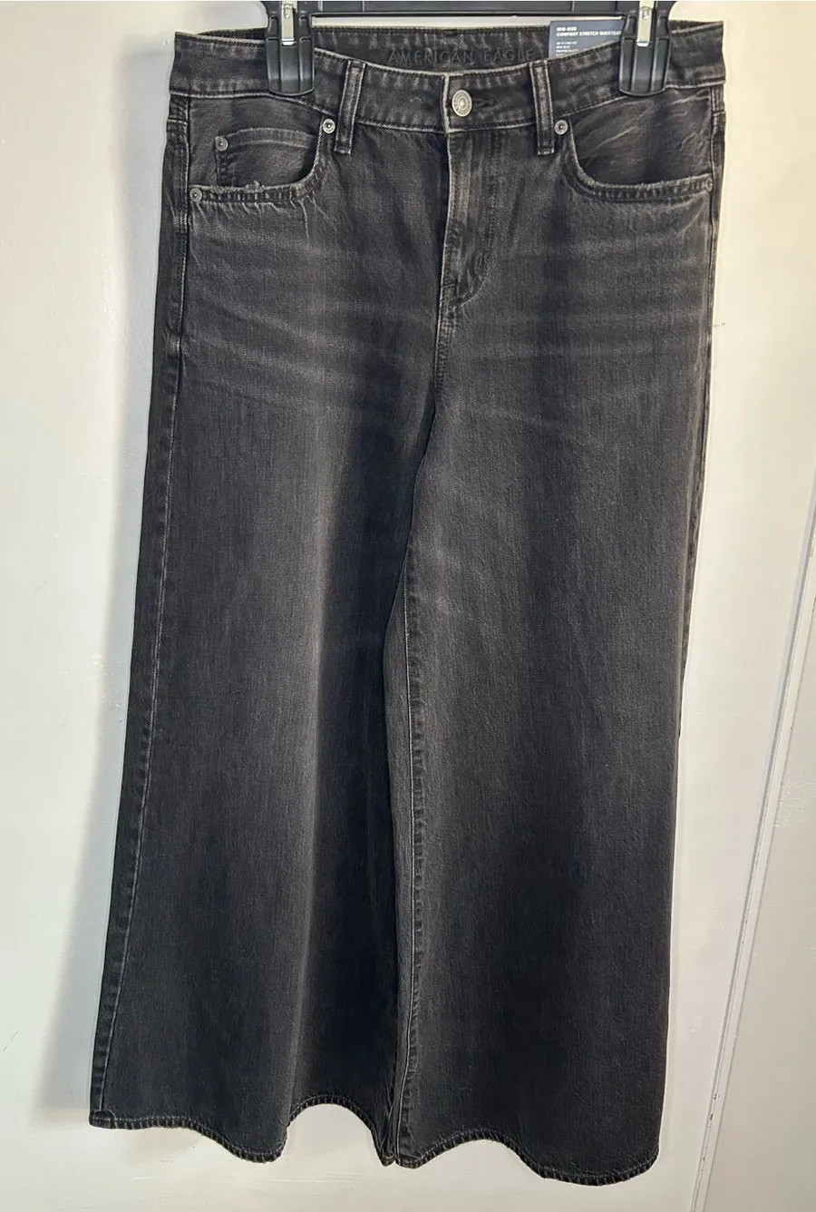 New American Eagle Outfitters Wide Leg Baggy A-Line Fit Black Women's Denim Jean