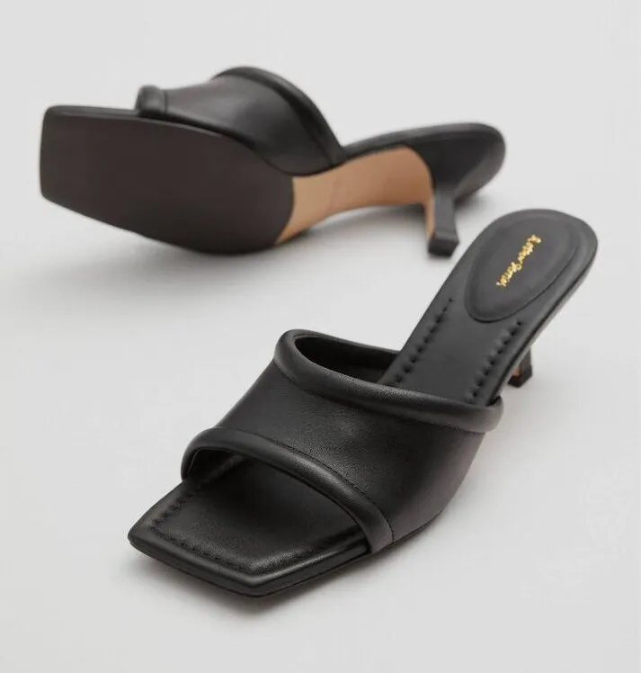 & OTHER STORIES Soft Leather Mules Black Womens Size US 5